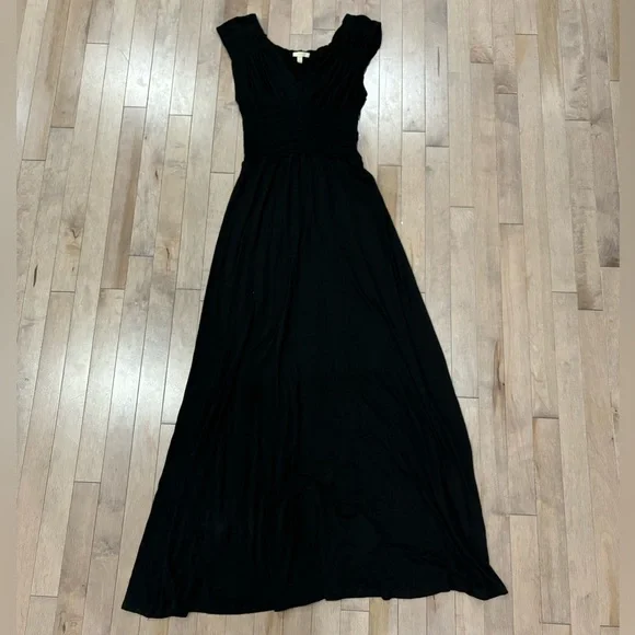 EUC Anthropologie Black Maxi Dress Bordeaux Etoile - Picture 2 of 8